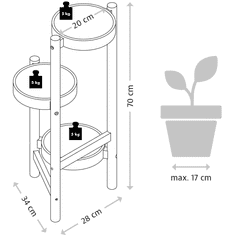 Kesper Stojan na květiny 3 police, bambus, plast, bílá 70x28x34cm