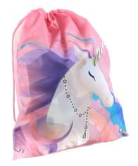 CurePink Batoh pytlík gym bag Unicorn|Jednorožec: Duha (32 x 40 cm)