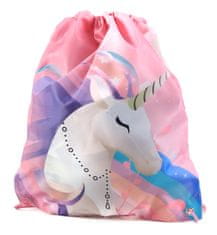 CurePink Batoh pytlík gym bag Unicorn|Jednorožec: Duha (32 x 40 cm)