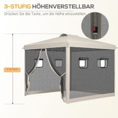 OUTSUNNY Skládací Altán 3X3M Altán Se 4 Síťovými Závěsy, Uv Ochrana, Vyskakovací Okno, Okénko, Taška, Béžová 