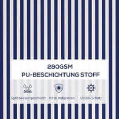 OUTSUNNY Nástěnná Balkónová Markýza 4X3M S Ruční Klikou, Ochrana Proti Slunci, Hliník, Modrá + Bílá 