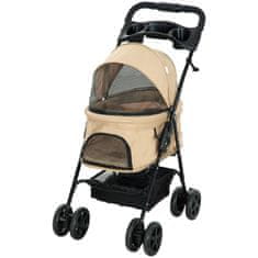 PAWHUT Kočárek Pro Psy Kočárek Pro Psy Se Skládací Funkcí Kočárek Pro Malé Psy A Kočky Kočárek Cat Buggy Oxford Khaki 67 X 45 X 96 Cm 