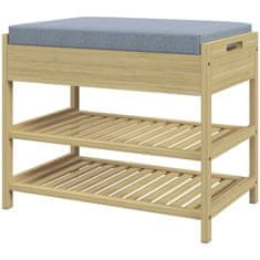 HOMCOM Botník Bench 2-Ter Bench Se Zásuvkou, Stojan Na Boty Pro 4 Páry Bot, Bambus, Natural, 55X35X46Cm 