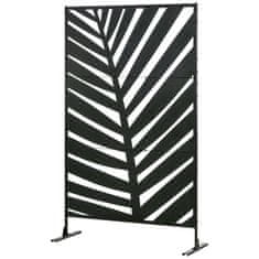 OUTSUNNY Balcony Privacy Screen Dělicí Příčka Se Vzorem Banánových Listů, 122X198Cm, Ocelově Černá, Pro Zahradu A Terasu 