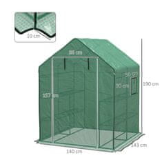 OUTSUNNY Náhradní Fólie Skleníková Fólie S Uv Ochranou Náhradní Krycí Fólie Na Rolovací Dvířka Na Boční Okno Pe Fólie Na Rajčatový Domek Zelená 140 X 143 X 190 Cm 