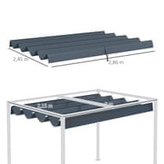 OUTSUNNY Náhradní Střecha Na Pergolu Cca 3 X 2,5 M Stínící Kryt Na Pergolu Střecha Pergoly S Uv Ochranou Pro 3 X 2,15 M Tmavě Šedá. 