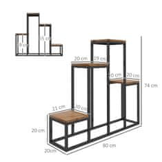 OUTSUNNY Stojan Na Rostliny, Police Na Květiny Se 4 Patry, Police Na Rostliny, Schody Na Rostliny, Stojan Na Květiny Na Balkon, Zahrada, Světle Hnědá, 80 X 20 X 74 Cm 