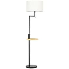 HOMCOM Stojací Lampa, Stojací Lampa S Policí, 40 W Stojací Lampa S Usb Portem, Stojací Lampa, Ocel, Krémová, Ø40 X 168 Cm, Bez Žárovky 