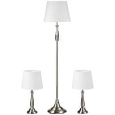 HOMCOM Sada 3 Lamp Ve Vintage Designu, 2 Stolní Lampy A 1 Stojací Lampa, Patice E27, Do Obývacího Pokoje, Krémová 