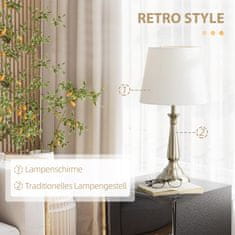 HOMCOM Sada 3 Lamp Ve Vintage Designu, 2 Stolní Lampy A 1 Stojací Lampa, Patice E27, Do Obývacího Pokoje, Krémová 