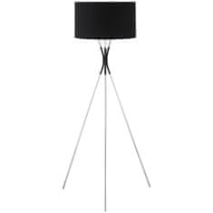 HOMCOM Stojací Lampa Stativ Elegantní Stojací Lampa Do Obývacího Pokoje 40W, E27, Látkové Stínidlo A Kovová Základna, Černá+Stříbrná, 40W 