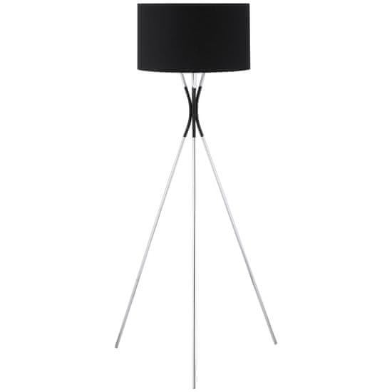 HOMCOM Stojací Lampa Stativ Elegantní Stojací Lampa Do Obývacího Pokoje 40W, E27, Látkové Stínidlo A Kovová Základna, Černá+Stříbrná, 40W