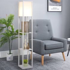 HOMCOM Stojací Lampa Elegantní Stojací Lampa Se 3 Policemi, E27 Až 40W, Do Obývacího Pokoje/Ložnice, E1-Mdf & Akryl, Bílá, 26X26X160Cm 