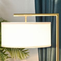 HOMCOM Stojací Lampa Stojací Lampa E27 Patice Do Obývacího Pokoje Ložnice Kancelář Kov Ocel Plátno Zlatá + Bílá 47 X 37 X 153 Cm 