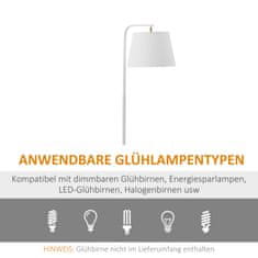 HOMCOM Stojací Lampa S Odkládacím Stolkem Stojací Lampa Se 2 Policemi E27 Pro Obývací Pokoj Ložnice Kancelářský Kov Mdf Bílá 