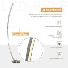 HOMCOM Led Stojací Lampa Tvar Křivky Teplý Bílý Hliník 50X23X149Cm 