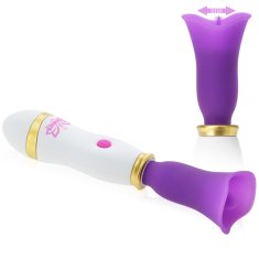 XSARA Diskrétní masturbátor na klitoris sací masažér s jazýčkem vibrátor tulipán fialová barva- 79822237