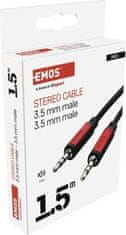 Emos JACK kabel 3,5mm stereo, vidlice - 3,5mm vidlice 1,5m