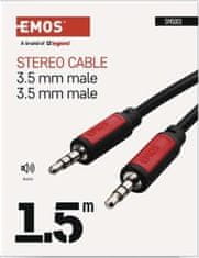 Emos JACK kabel 3,5mm stereo, vidlice - 3,5mm vidlice 1,5m