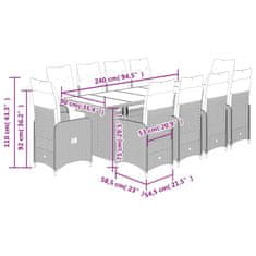 Vidaxl 11dílný zahradní bistro set s poduškami černý polyratan