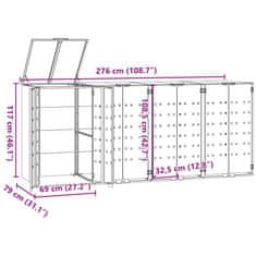 Vidaxl Box na 4 popelnice antracitový 276 x 79 x 117 cm ocel