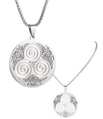 Camerazar Stříbrný pánský náhrdelník z chirurgické oceli s přívěskem keltské spirály
