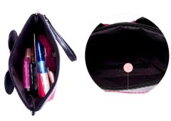 Camerazar Dívčí Penál COSMETIC Bag s Motivem Myšky a Mašle, Růžový, Polyester