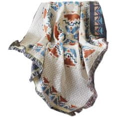 Flor de Cristal BOHO kostkovaná deka, oboustranný přehoz se střapci 130x180cm KOC15WZ3