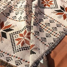 Flor de Cristal Oboustranná BOHO deka s kostkovaným vzorem a střapci, 130x180cm, 100% bavlna