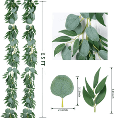 Camerazar Popínavý břečťan s visícími listy pro věnec, dlouhý 200cm, styl eukalyptus