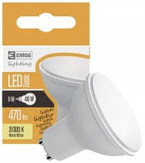 Emos LED žárovka MR16 6W GU10 teplá bílá mléčná