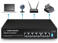 Esperanza Switch Esperanza Spinner ENS105, 10/100Mbps, 4PoE+2, 60W