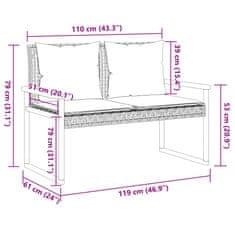 Vidaxl Zahradní lavice s poduškou mix béžové polyratan akáciové dřevo