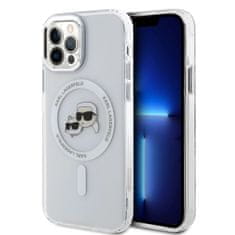 Karl Lagerfeld  IML K&amp;CH Heads Metal Frame MagSafe Zadní Kryt pro iPhone 12/12 Pro Transparent