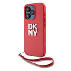 DKNY  PU Leather Stack Logo Wrist Strap Zadní Kryt pro iPhone 14 Pro Max Pink