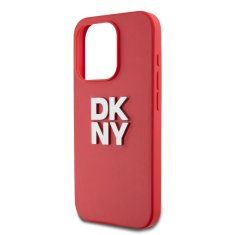 DKNY  PU Leather Stack Logo Wrist Strap Zadní Kryt pro iPhone 14 Pro Max Pink