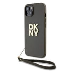 DKNY Zadní Kryt PU Leather Stack Logo Wrist Strap pro iPhone 15 Green