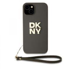 DKNY Zadní Kryt PU Leather Stack Logo Wrist Strap pro iPhone 14 zelený