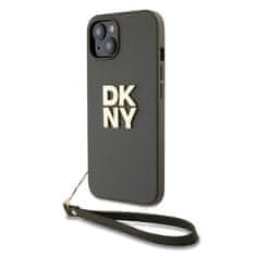 DKNY Zadní Kryt PU Leather Stack Logo Wrist Strap pro iPhone 14 zelený