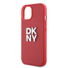 DKNY Zadní Kryt PU Leather Stack Logo Wrist Strap pro iPhone 15 Pink
