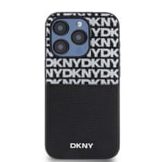 DKNY Zadní Kryt PU Leather Repeat Pattern Card Pocket pro iPhone 15 Pro Max Black