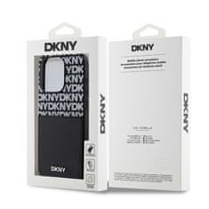DKNY Zadní Kryt PU Leather Repeat Pattern Card Pocket pro iPhone 14 Pro Black