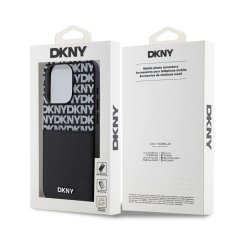 DKNY Zadní Kryt PU Leather Repeat Pattern Card Pocket pro iPhone 14 Pro Max Black