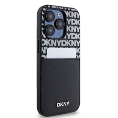 DKNY Zadní Kryt PU Leather Repeat Pattern Card Pocket pro iPhone 15 Pro černý