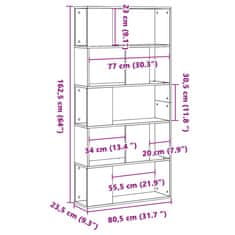 Vidaxl Knihovna 5patrová černá 80,5 x 23,5 x 162,5 cm kompozitní dřevo