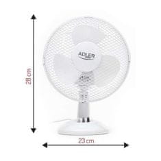 Adler AD 7302 stolní ventilátor 23cm, bílý