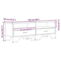 Vidaxl TV skříňka hnědý dub 122 x 34 x 41 cm kompozitní dřevo