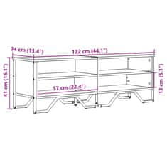 Vidaxl TV skříňka kouřový dub 122 x 34 x 41 cm kompozitní dřevo