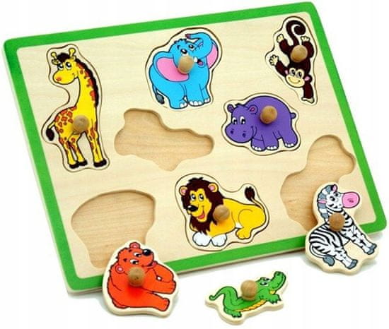 Viga Dřevěné Puzzle Zvířata Zoo Skládačka
