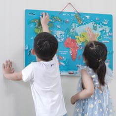 Viga  2V1 Vzdělávací Tabule S Magnetickou Mapou Světa Montessori